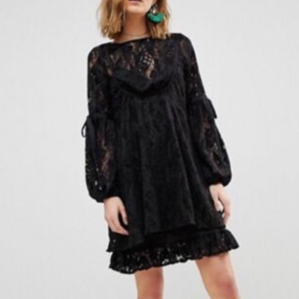 NWT Free People Ruby Black Lace Dress XS